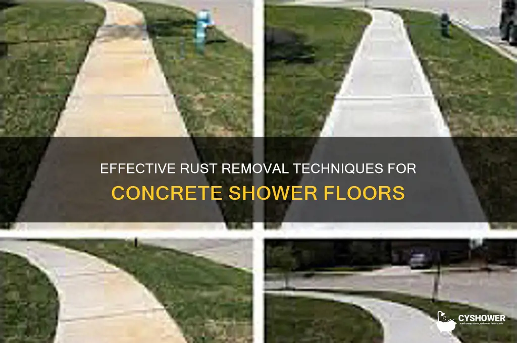 how remove rust from a concrete shower florr
