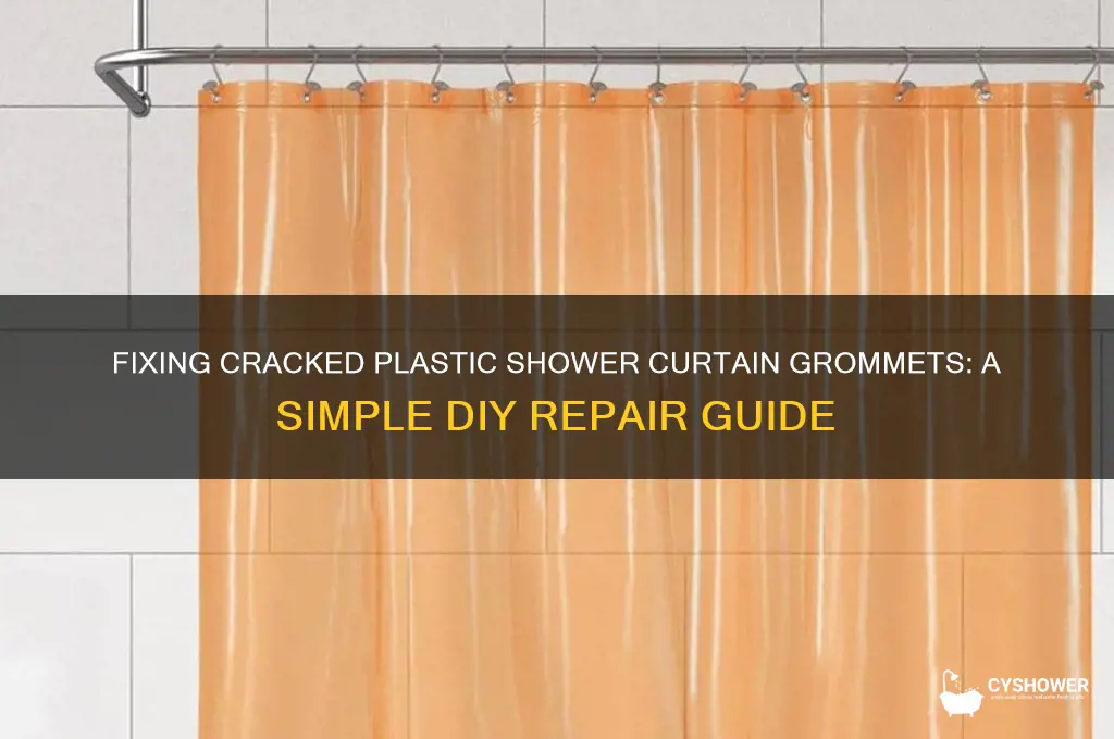 how repair crach in plastic shower curtain around metal grommet