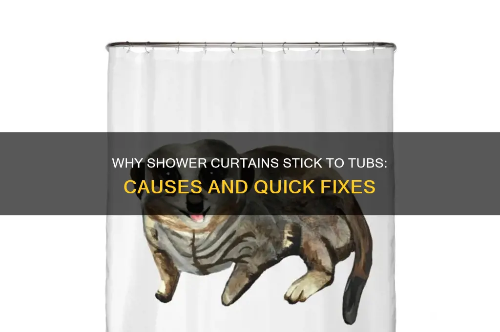 how shower curtain sticks to tub