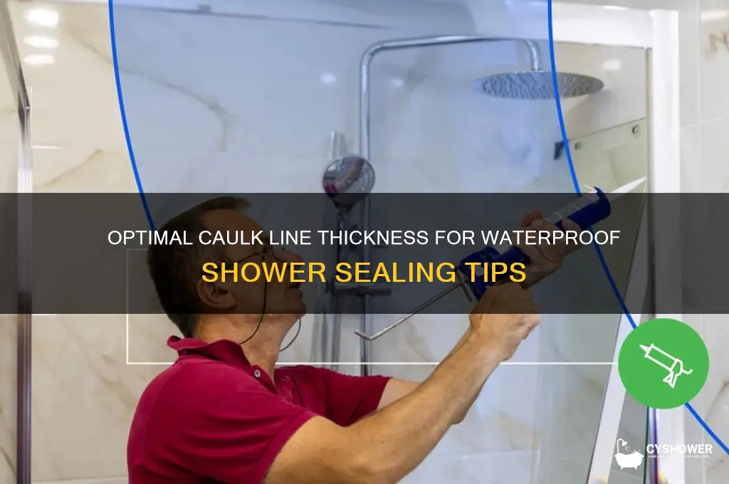 how thick can caulk lines be in shower
