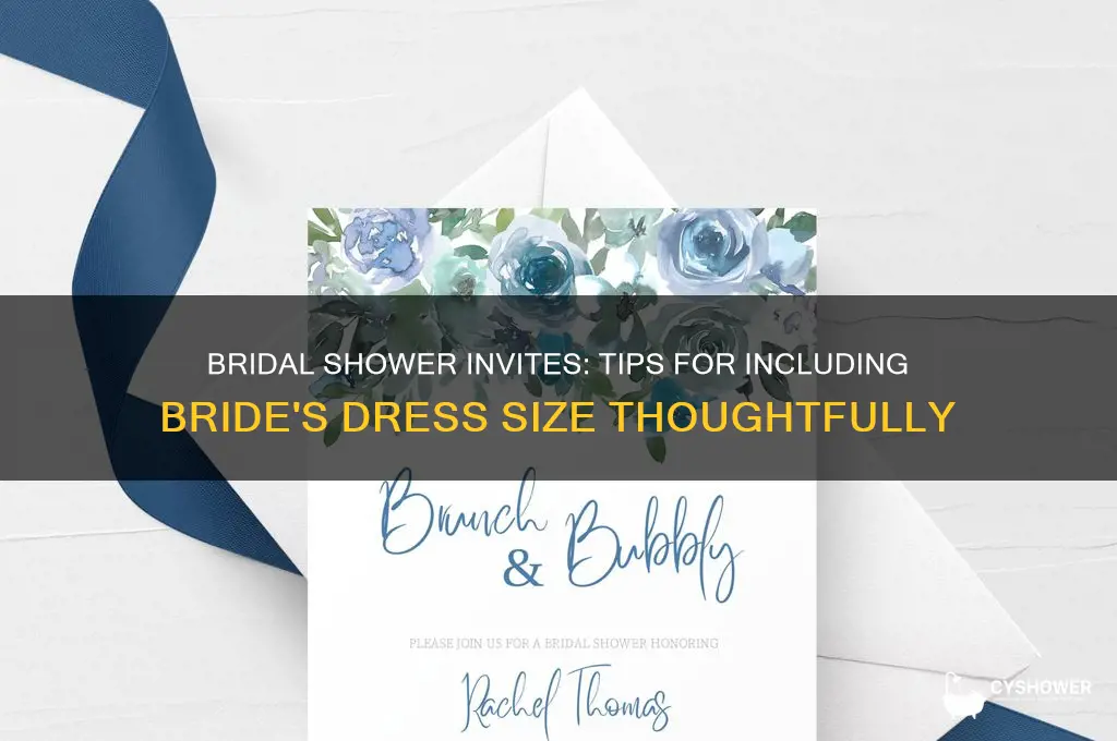 how to add bride size in bridal shower invitations