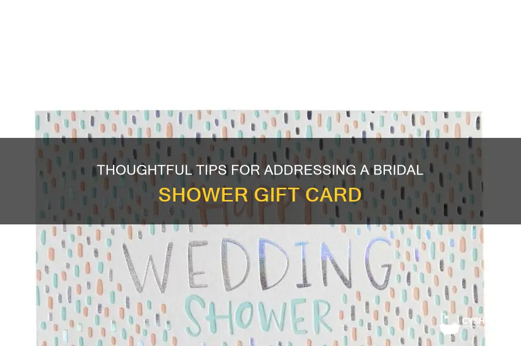how to address a bridal shower gift card