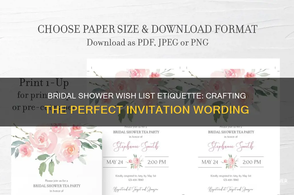 how to adress wish list on bridal shower invite