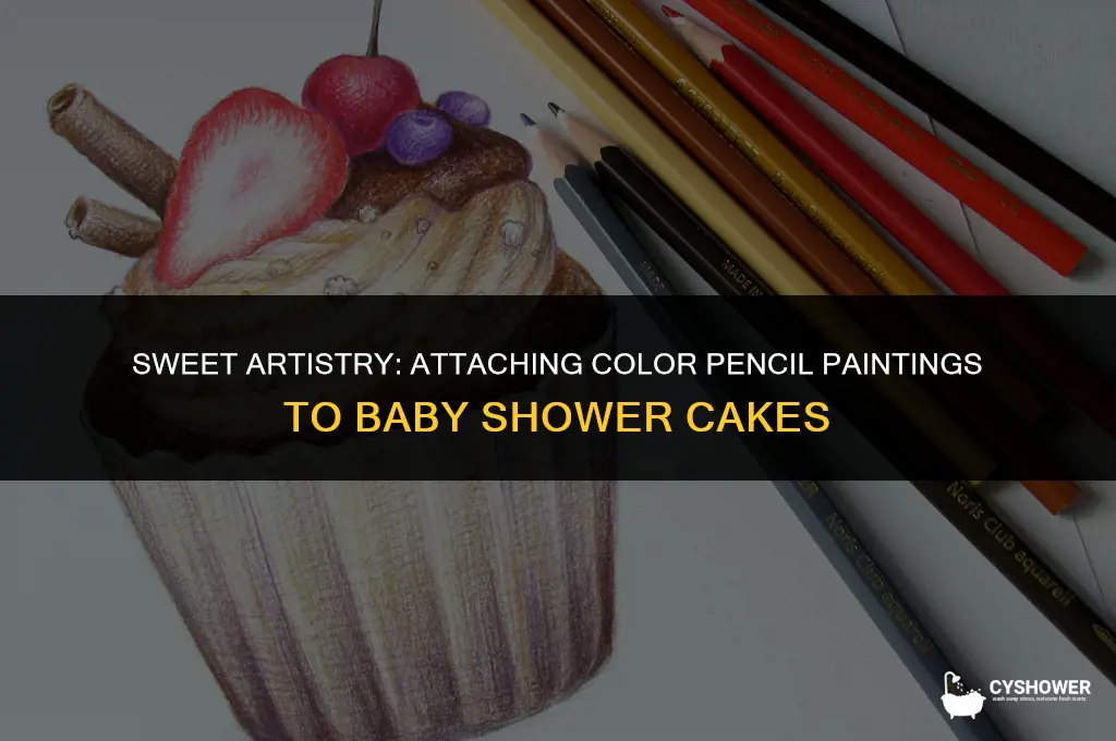 how to attach color pencil painting to cakes baby shower