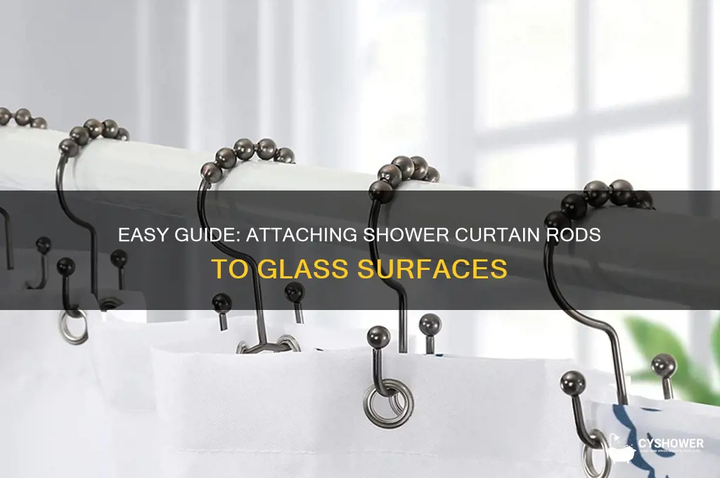 how to attach shower curtain rod to glass