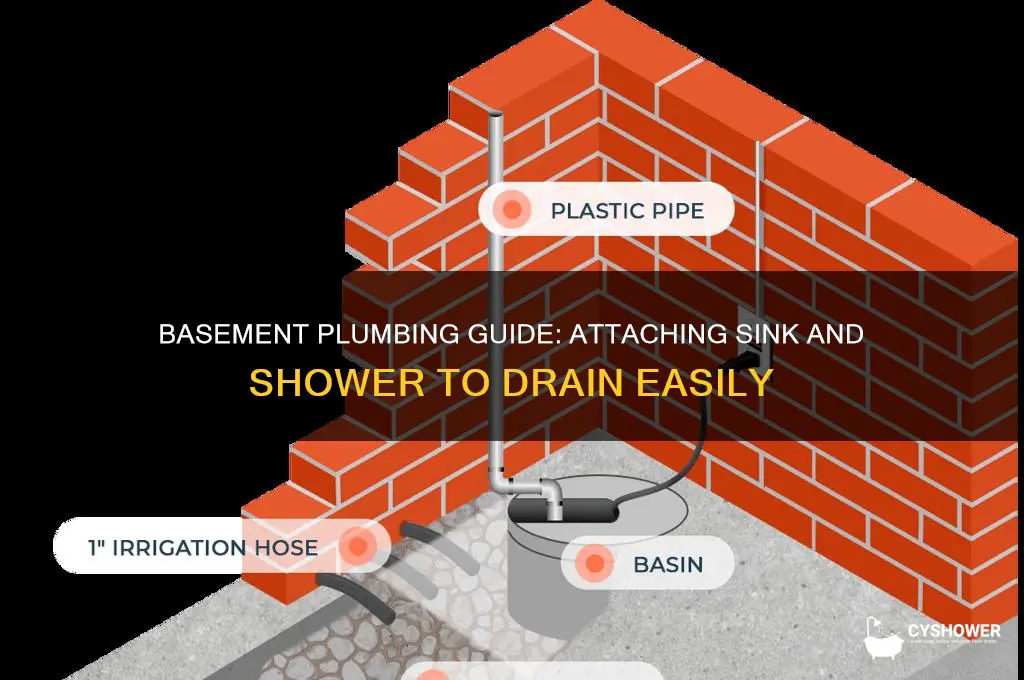 how to attach sink and shower to basement drain