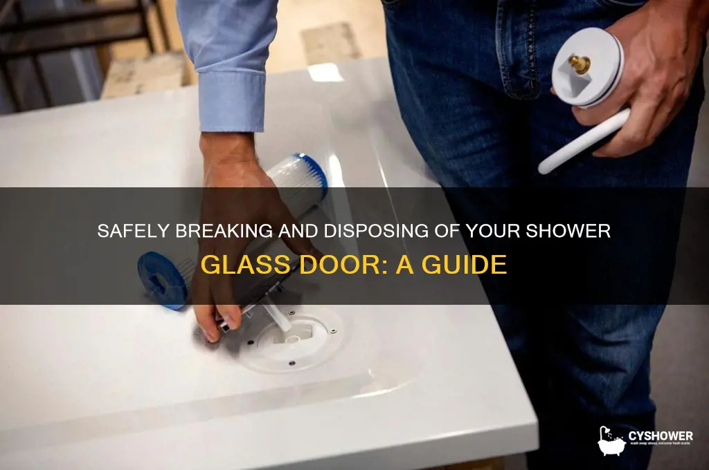how to break up a shower glass door for trash