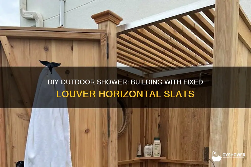how to build outdoor shower with fixed louver horizontal slats