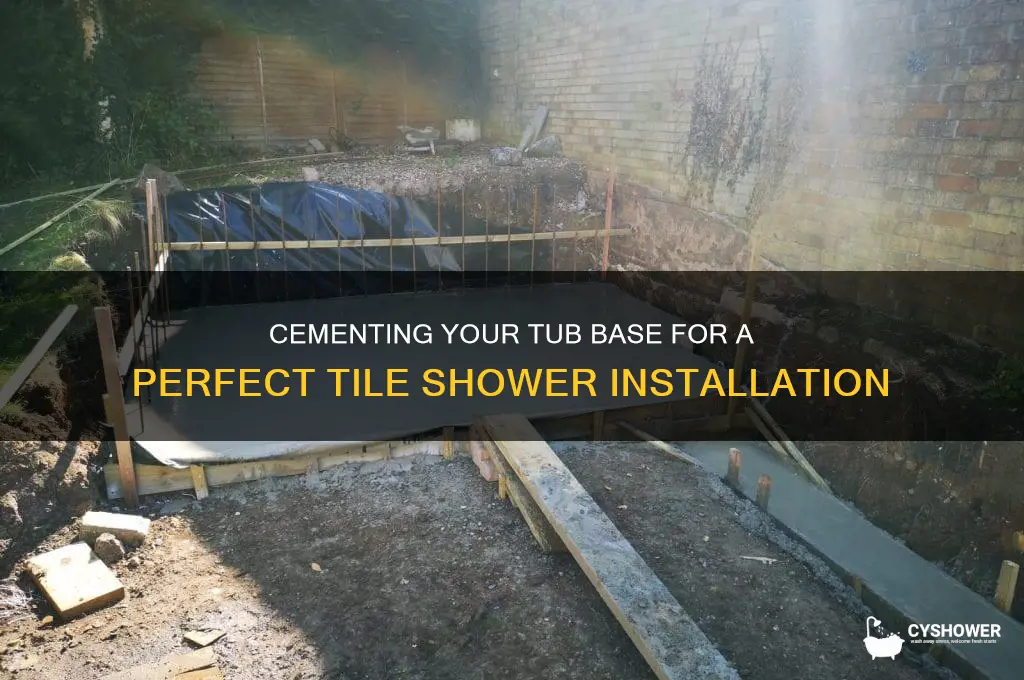 how to cement bottom of tub for tile shower