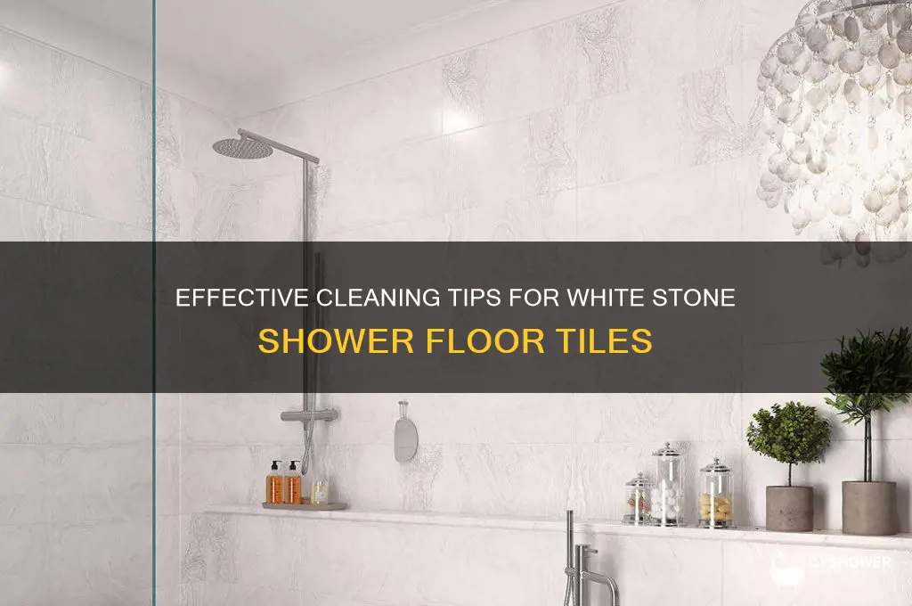 how to clean white stone shower floor tiles