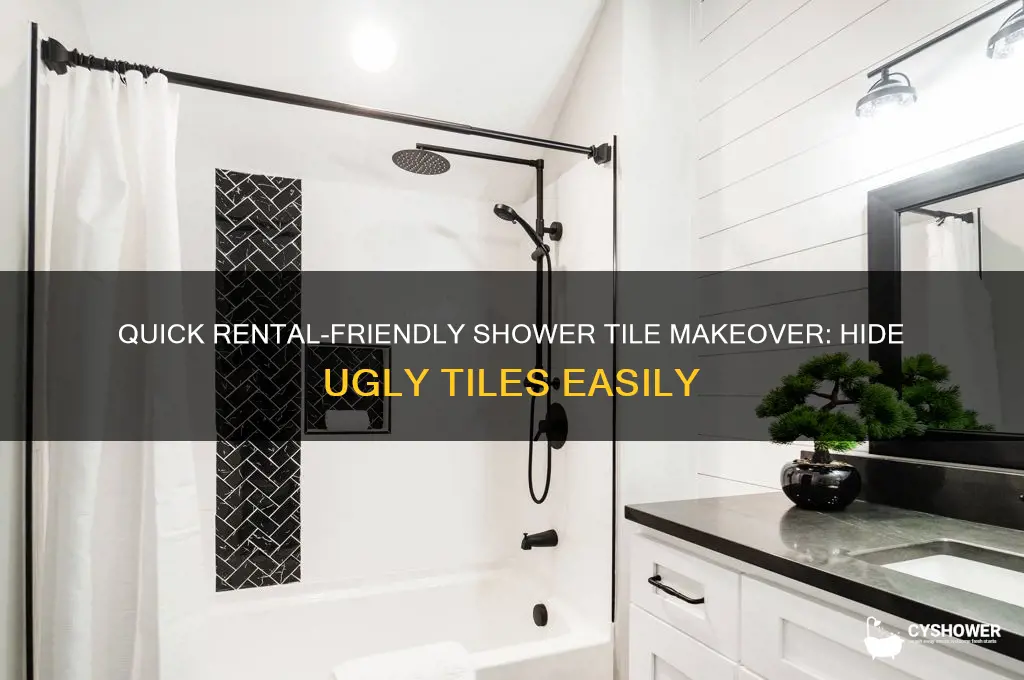 how to cover ugly shower tile in a rental