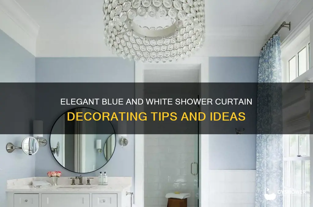 how to decorate a blue and white shower curtain