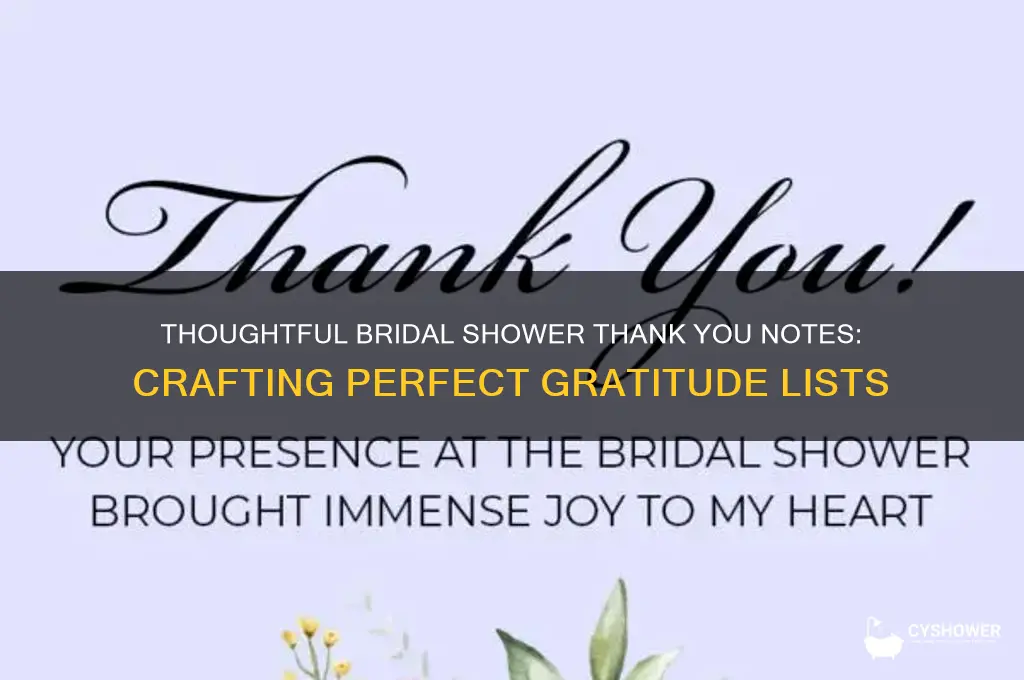 how to do bridal shower present thank you lists