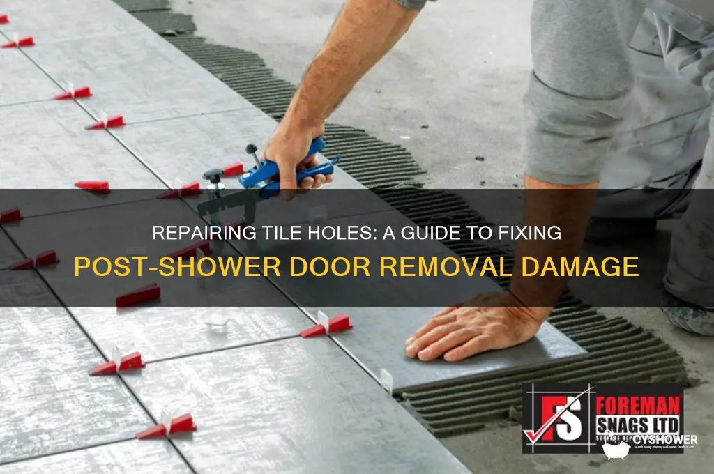 how to fill holes in tile after removing shower doors