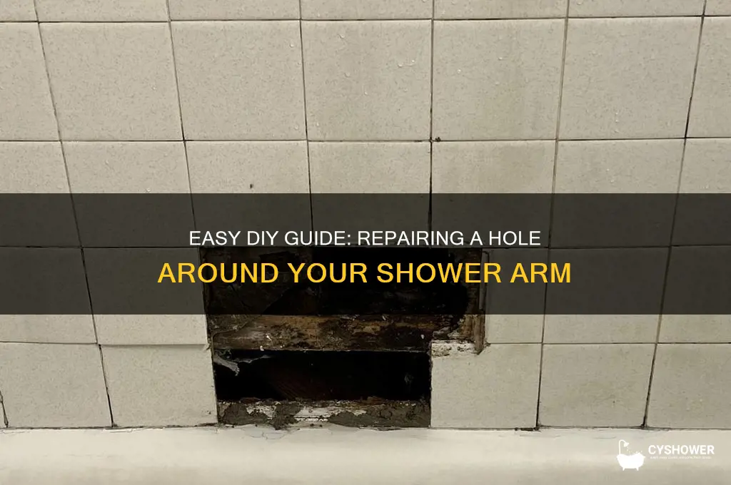 how to fix a hole around shower arm