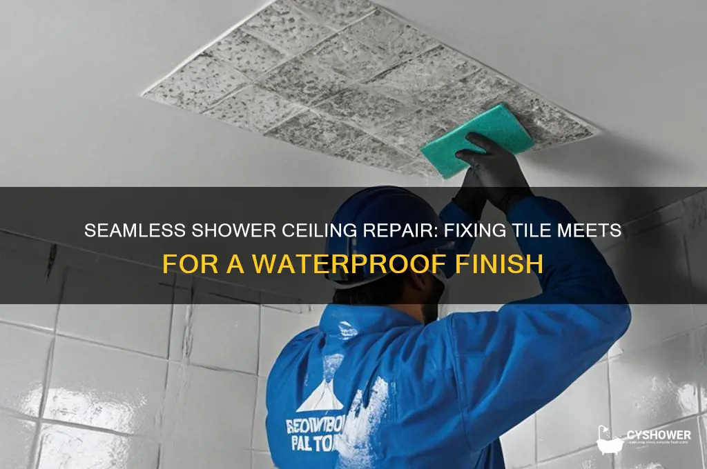 how to fix ceiling where tile meets in shower