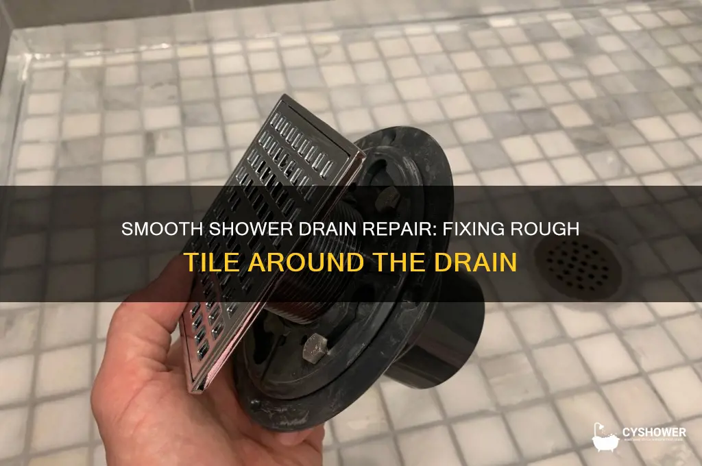 how to fix rough tile area around drain in shower