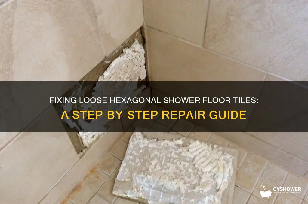 how to fix shower floor tile hexagonal loose
