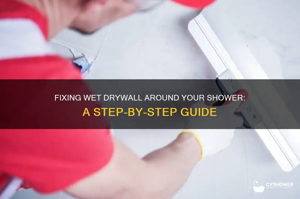 how to fix wet drywall around shower