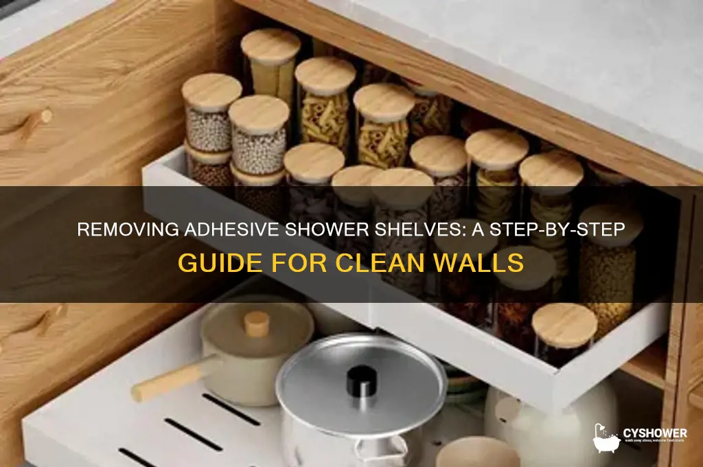 how to get adhesive shelves off shower wall