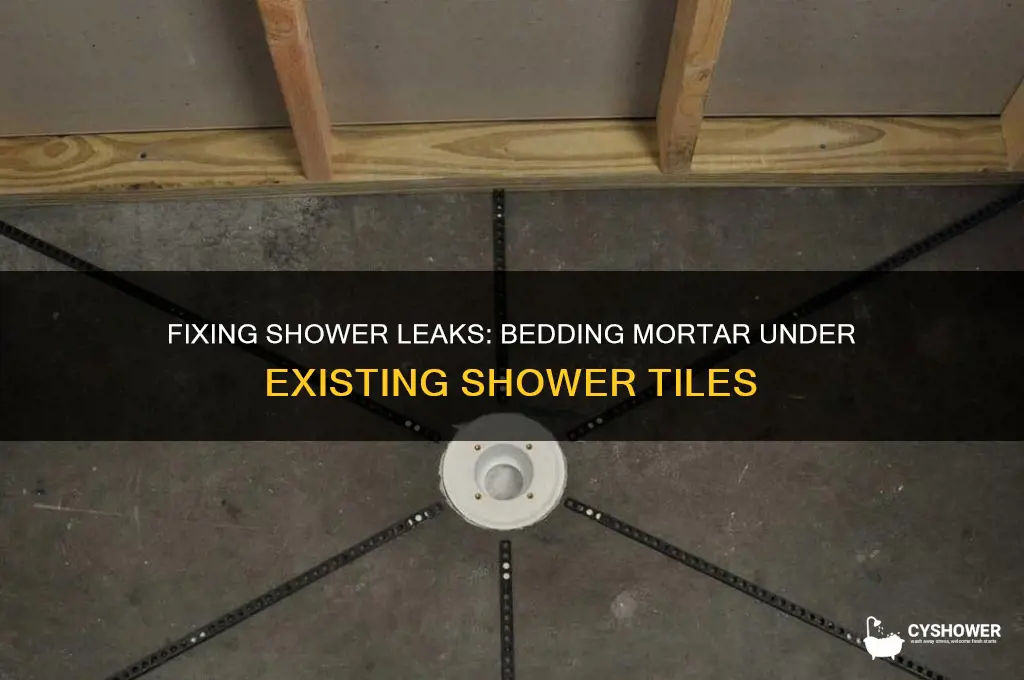 how to get bedded mortar under existing shower