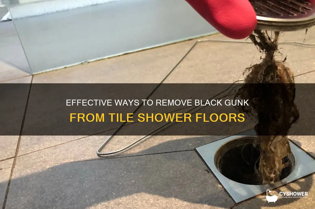 how to get black gunk off tile shower floor