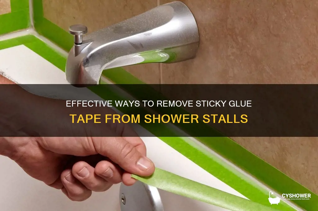 how to get sticky glue tape off a shower stall