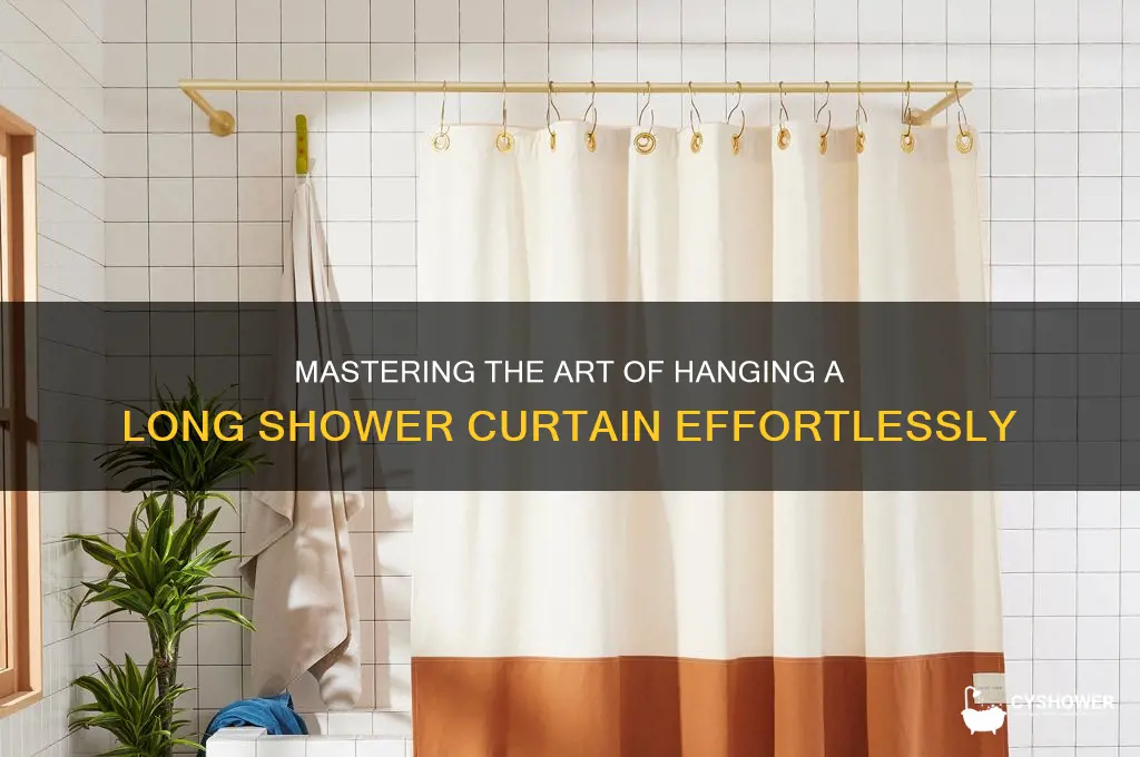 how to hang a long shower curtain