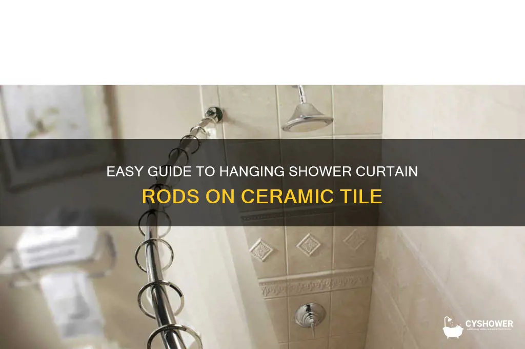 how to hang a shower curtain rod on ceramic tile