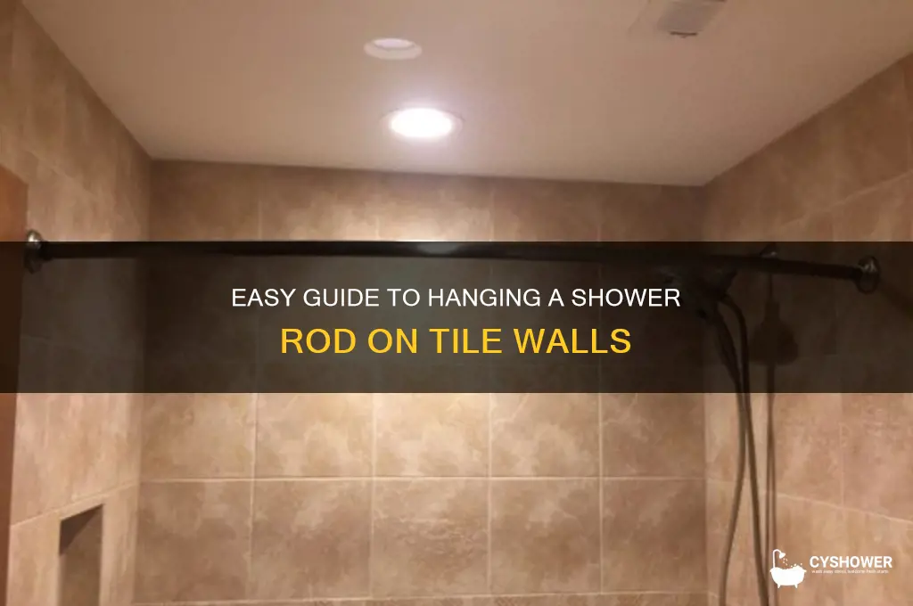 how to hang a shower rod on tile