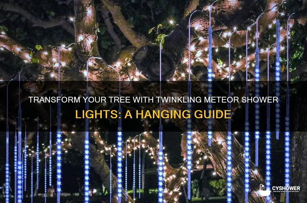 how to hang meteor shower lights in a tree