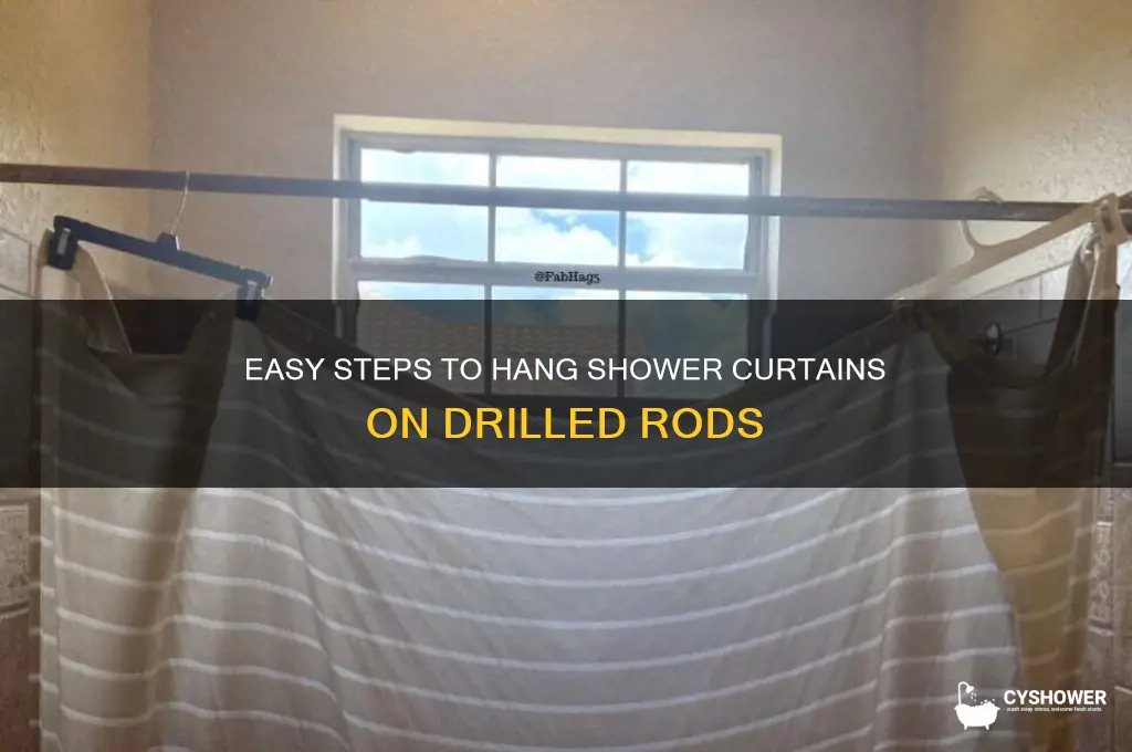how to hang shower curtains on a permanently drilled rod