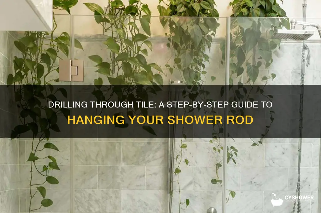 how to hang shower rod drill through tile