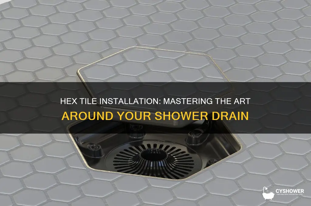 how to hex tile around shower drain