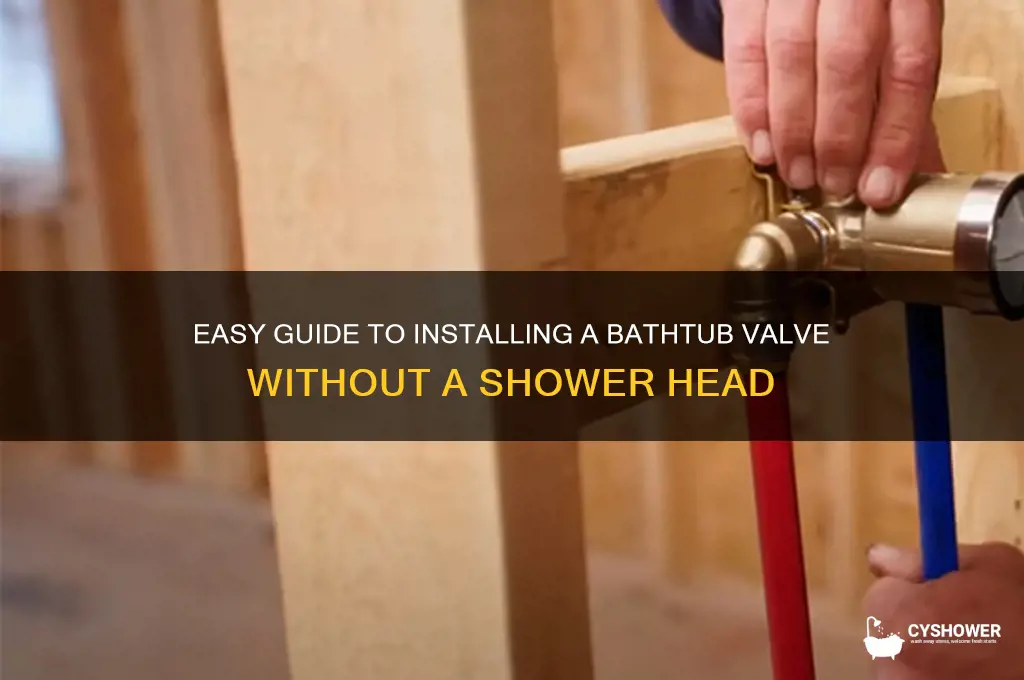 how to instal bath tub valve without shower head