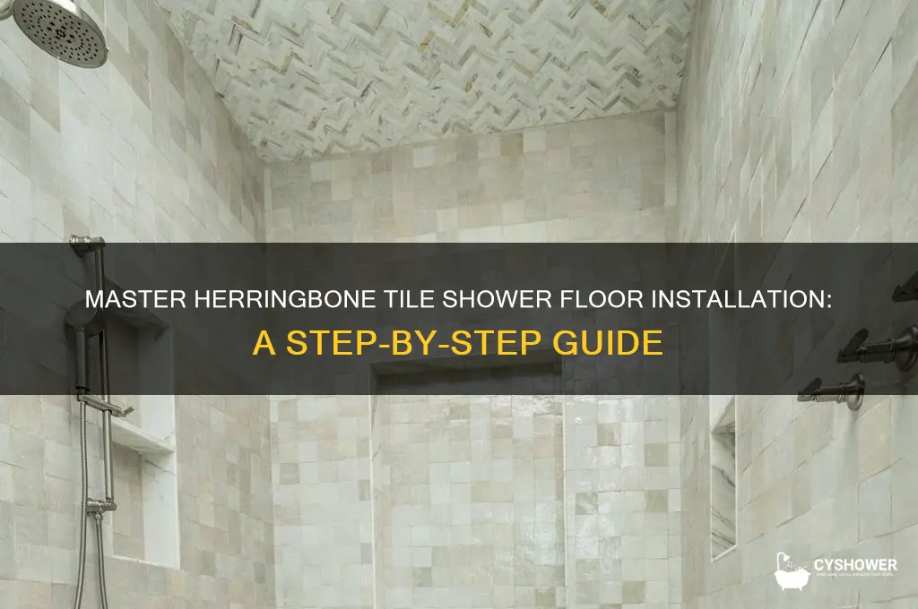 how to install a herringbone tile shower floor