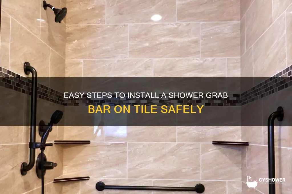 how to install a shower grab bar on tile