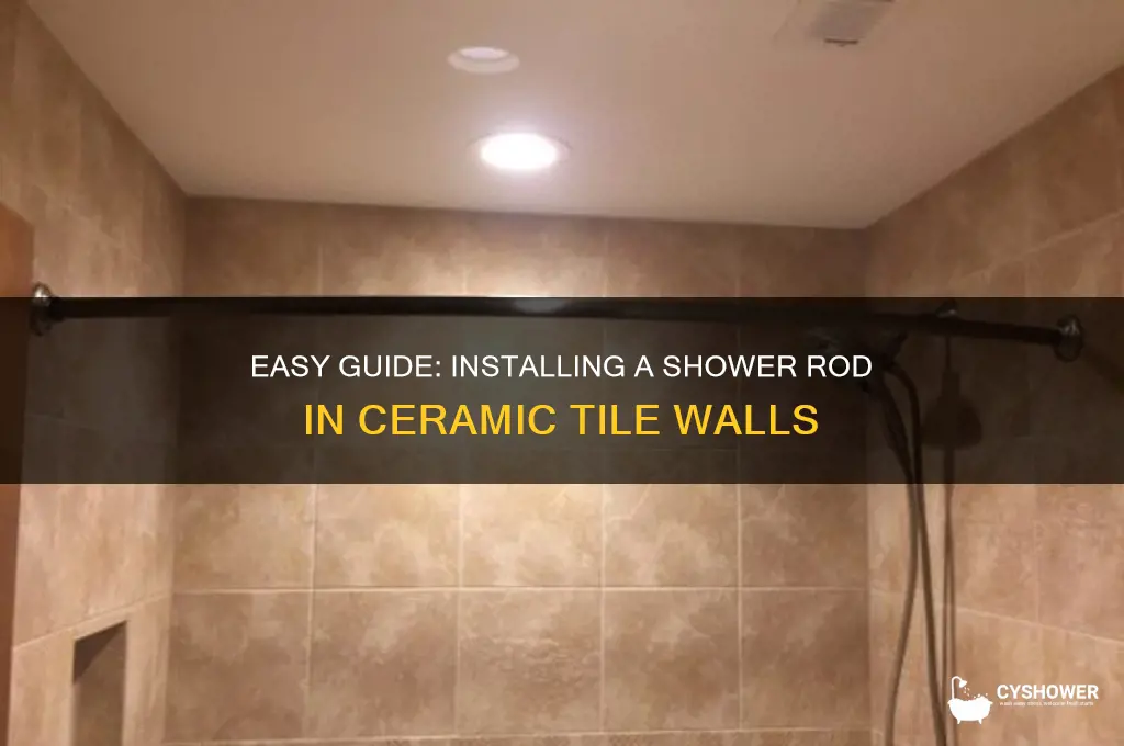 how to install a shower rod into ceramic tile
