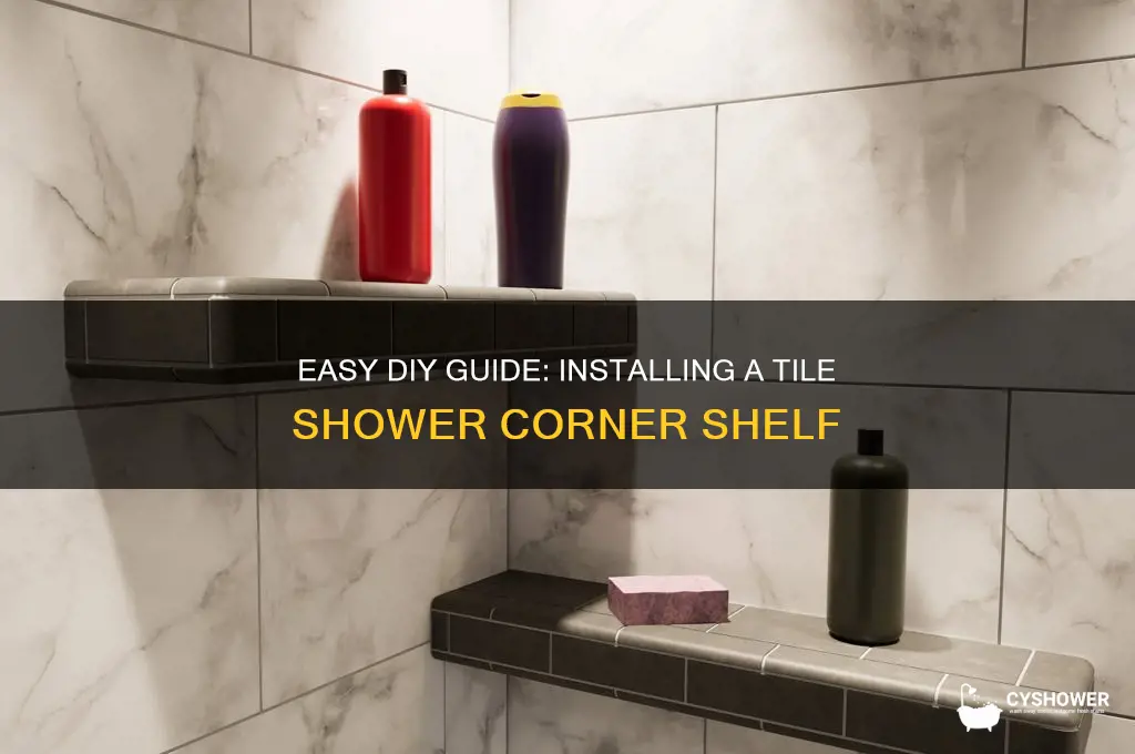 how to install a tile shower corner shelf
