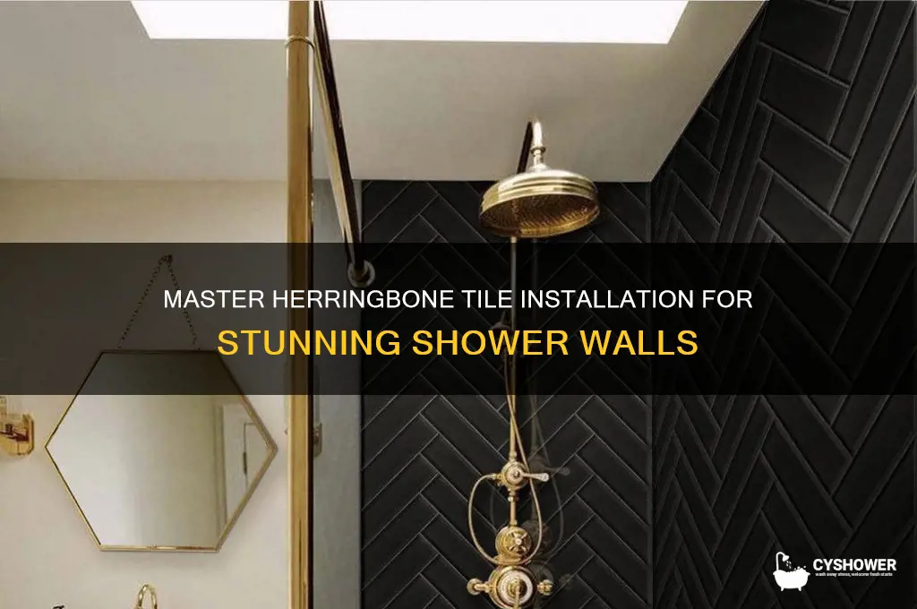 how to install herringbone tile on shower wall