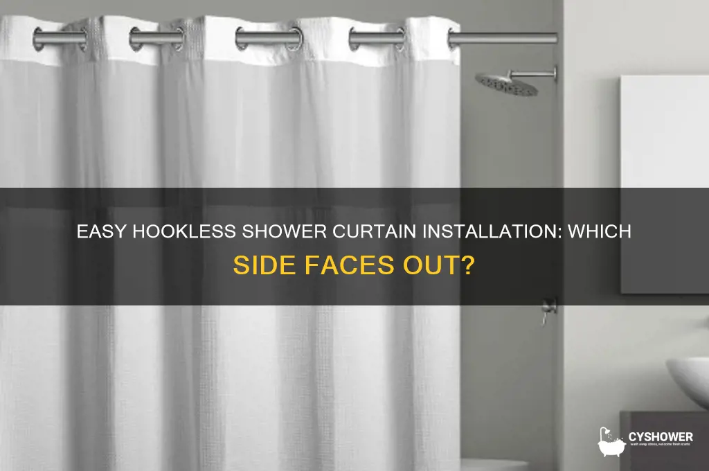 how to install hookless shower curtain which side out