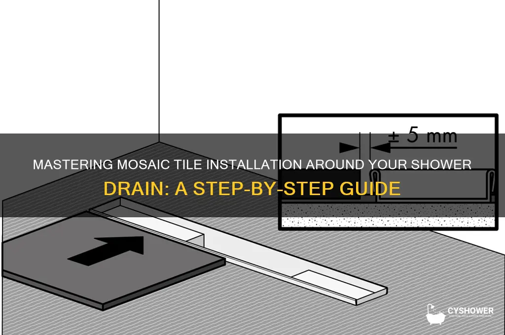 how to install mosaic tile around shower drain