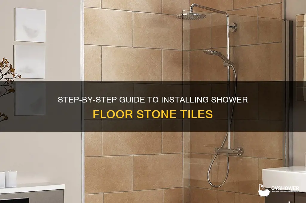 how to install shower floor stone tiles