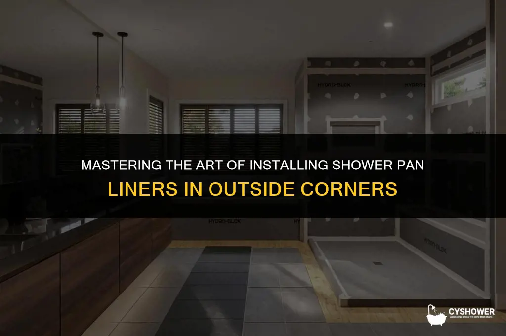 how to install shower pan liner outside corner