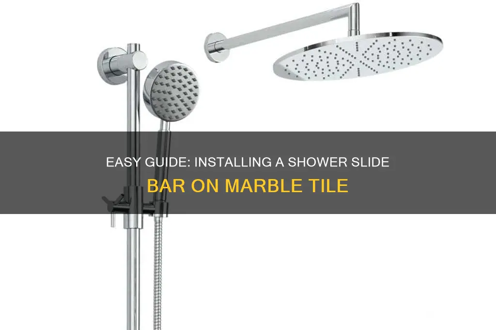 how to install shower slide bar on marble tile