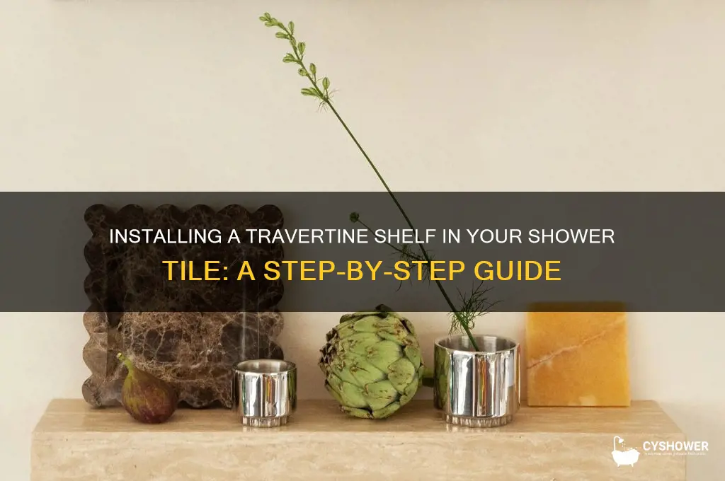 how to install travertine shelf in shower tile