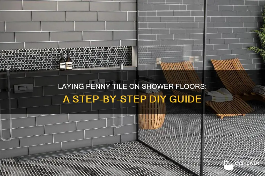 how to lay penny tile on shower floor