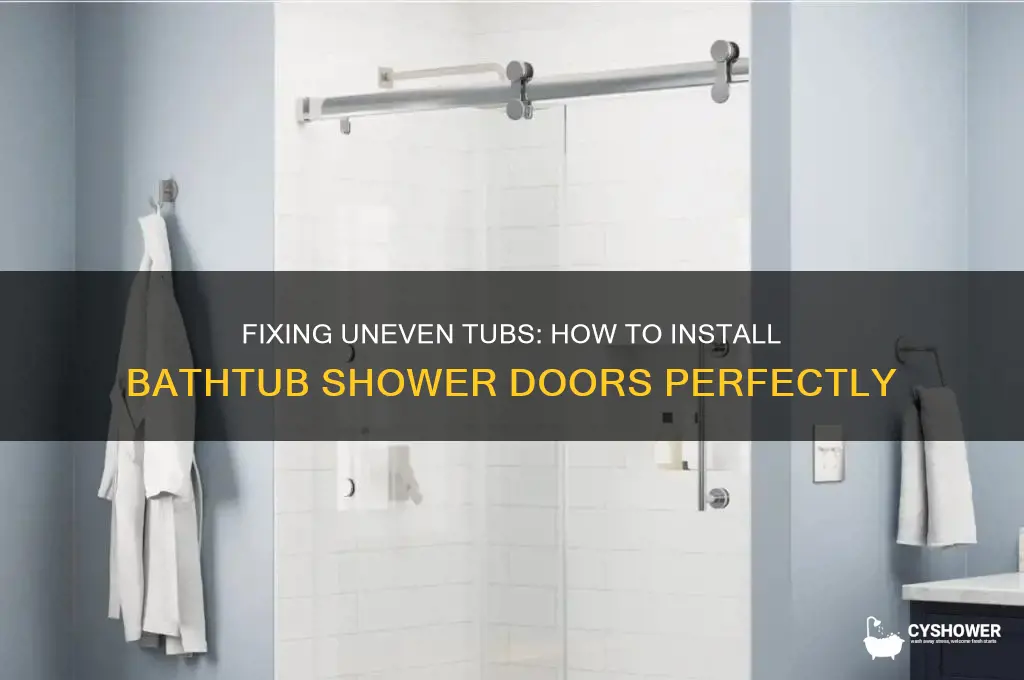 how to make a bathtub shower door fit unlevel tub