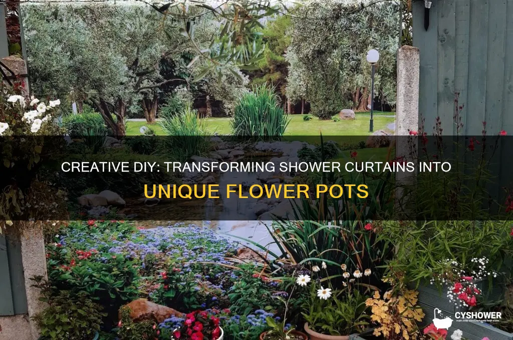 how to make a flower pot from a shower curtain