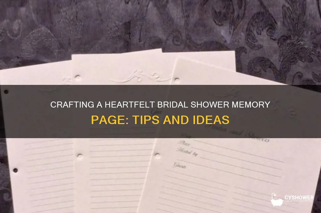 how to make a memory page for bridal shower